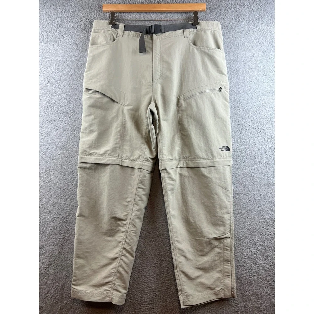 The North Face Mens Convertible Hiking Pants Tan Khaki Zip Off Cargo XL